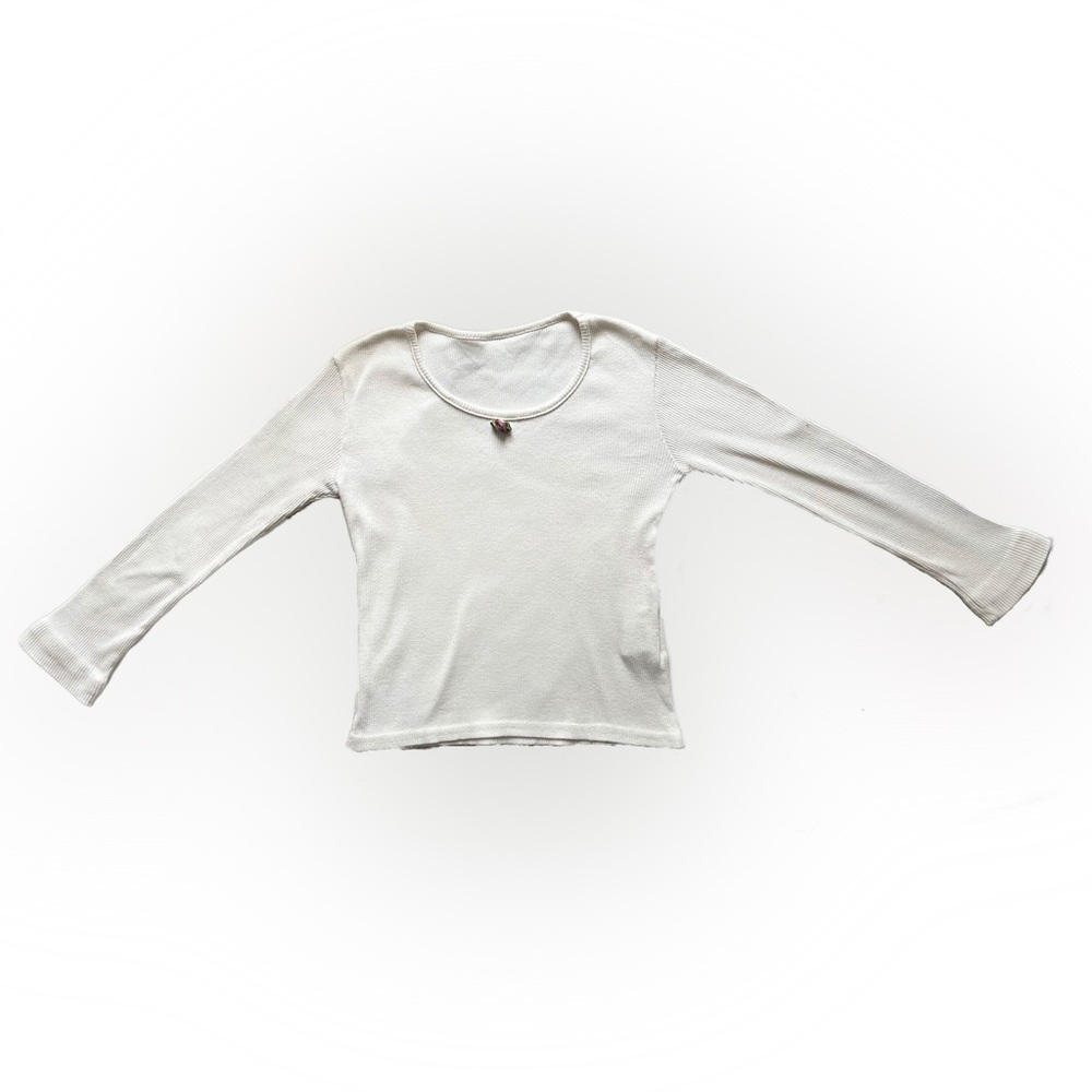 Long Sleeve Ribbed Shirt w Purple Flower - sz 5/6